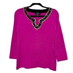 Parisian Chic Silk Blend Sweater Women Sz XL Y2K Old Money Glam Office Siren